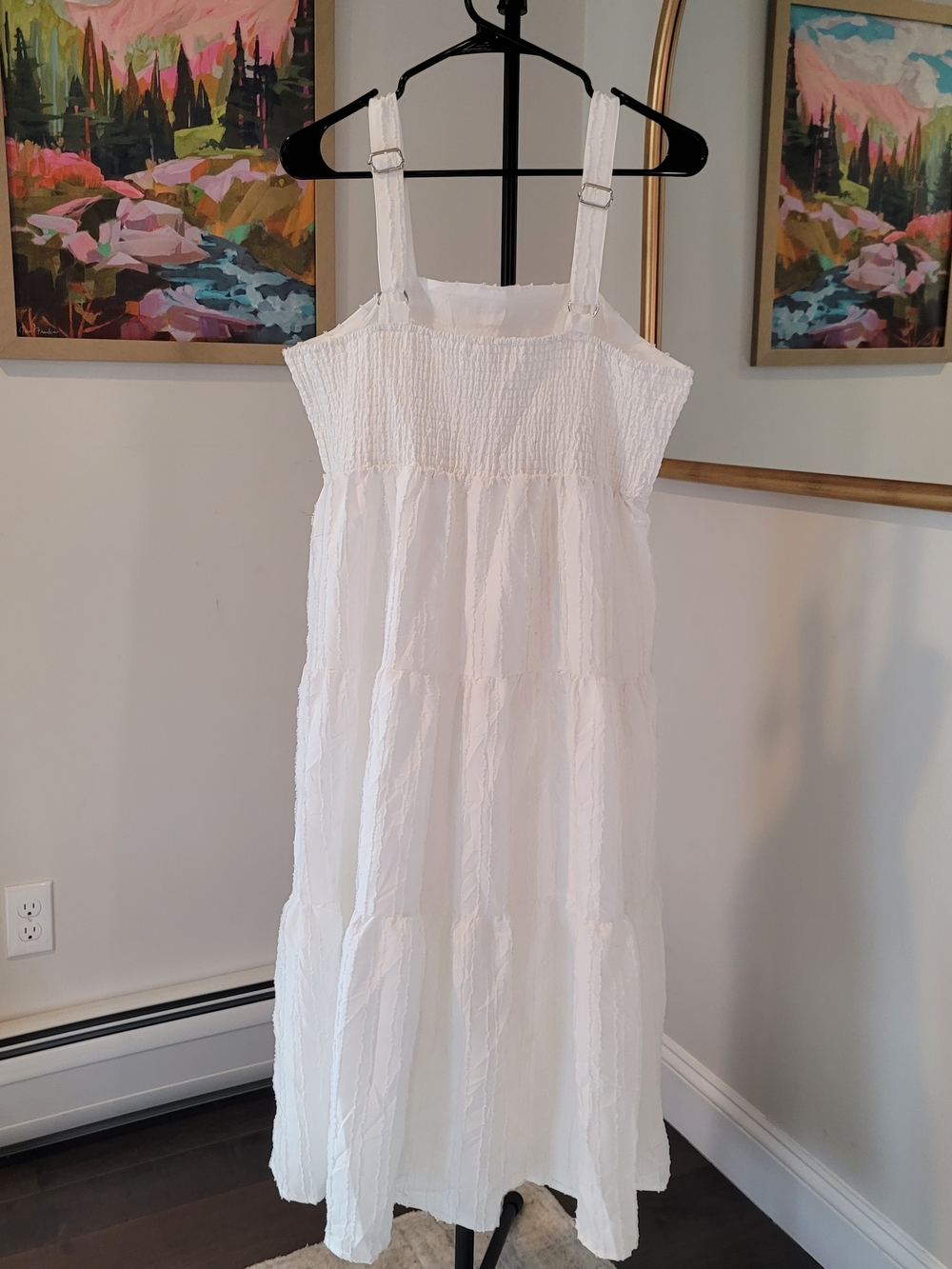 EUC INDIGO SOUL White Midi Dress Adjustable Straps Women's Size L - Picture 3 of 8
